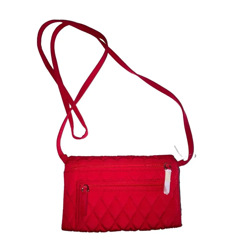 Vera Bradley Red Quilted ALL-IN-ONE Crossbody Wallet Small Purse